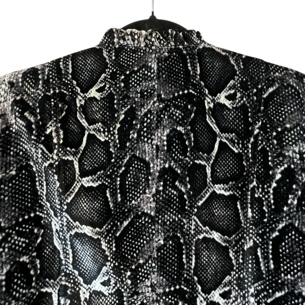Rebecca Taylor Python Snake Print Velvet Jacket Black White Silk Blend Sz L